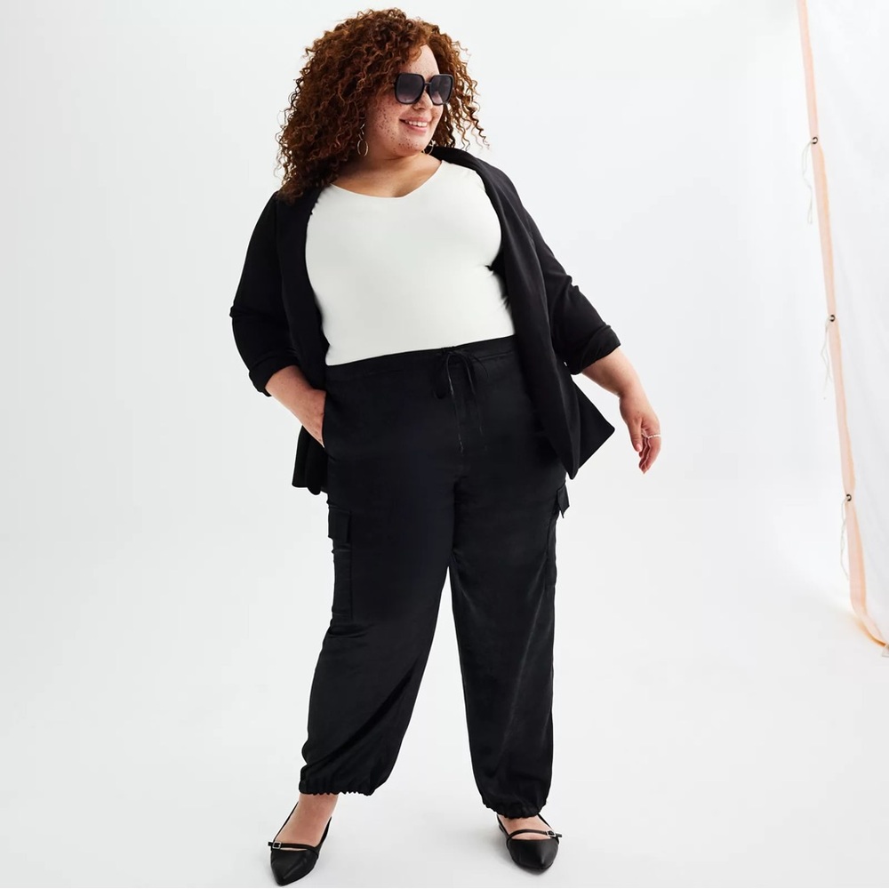 Rachel Roy Black Soft Cargo Pants, M